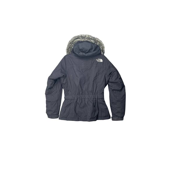 The North Face Belted Coat Goose Down Parka Jacket Women Sz S Black Hyvent - Picture 2 of 14